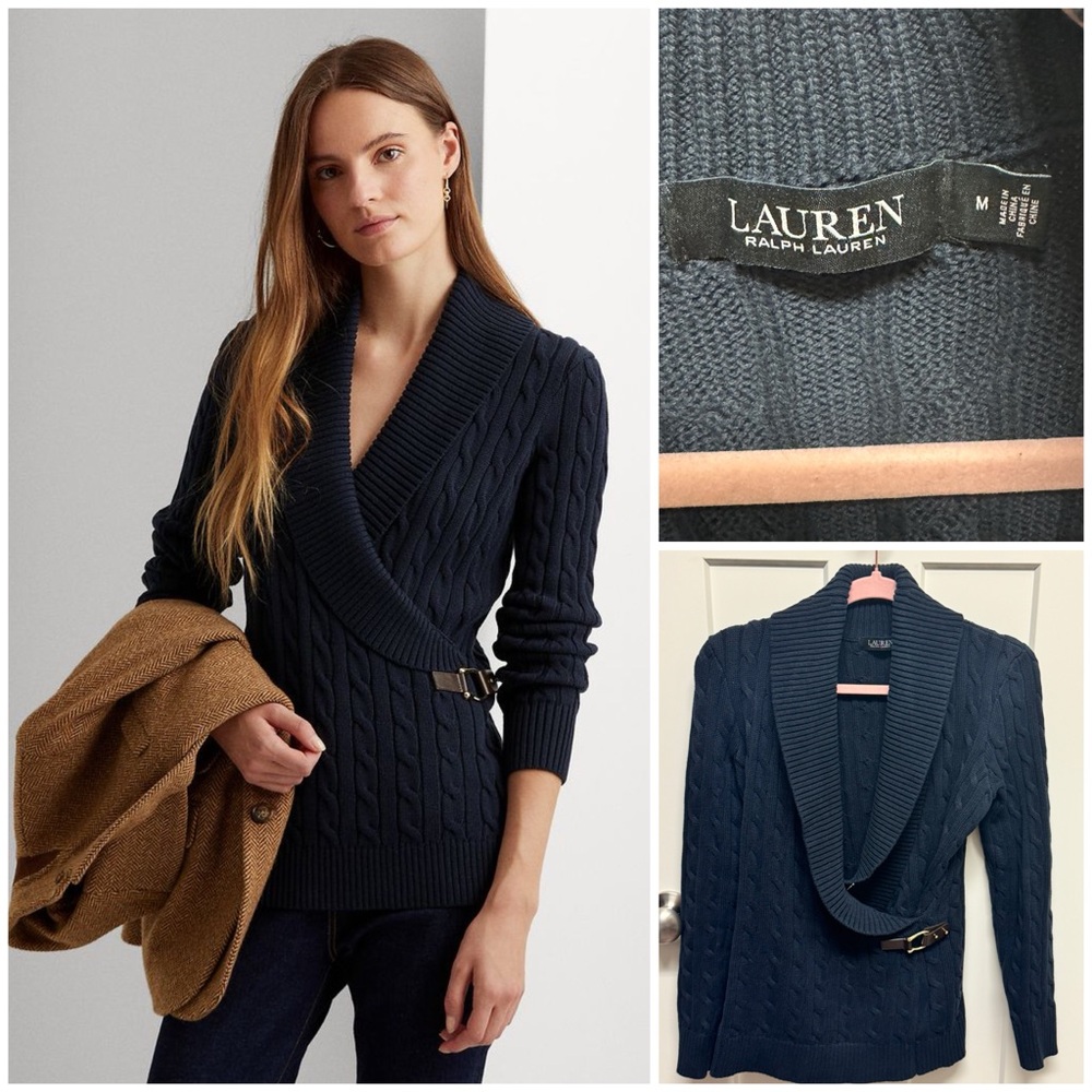 Lauren Ralph Lauren Navy Cable Knit Sweater M